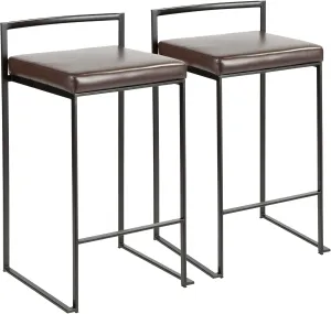 Fuji Stacker Counter Stools for Kitchen Counter in Black Metal, Counter Height Chairs, Bar Stools Set of 2, Counter Height Chairs, Bar Stools for Kitchen Island