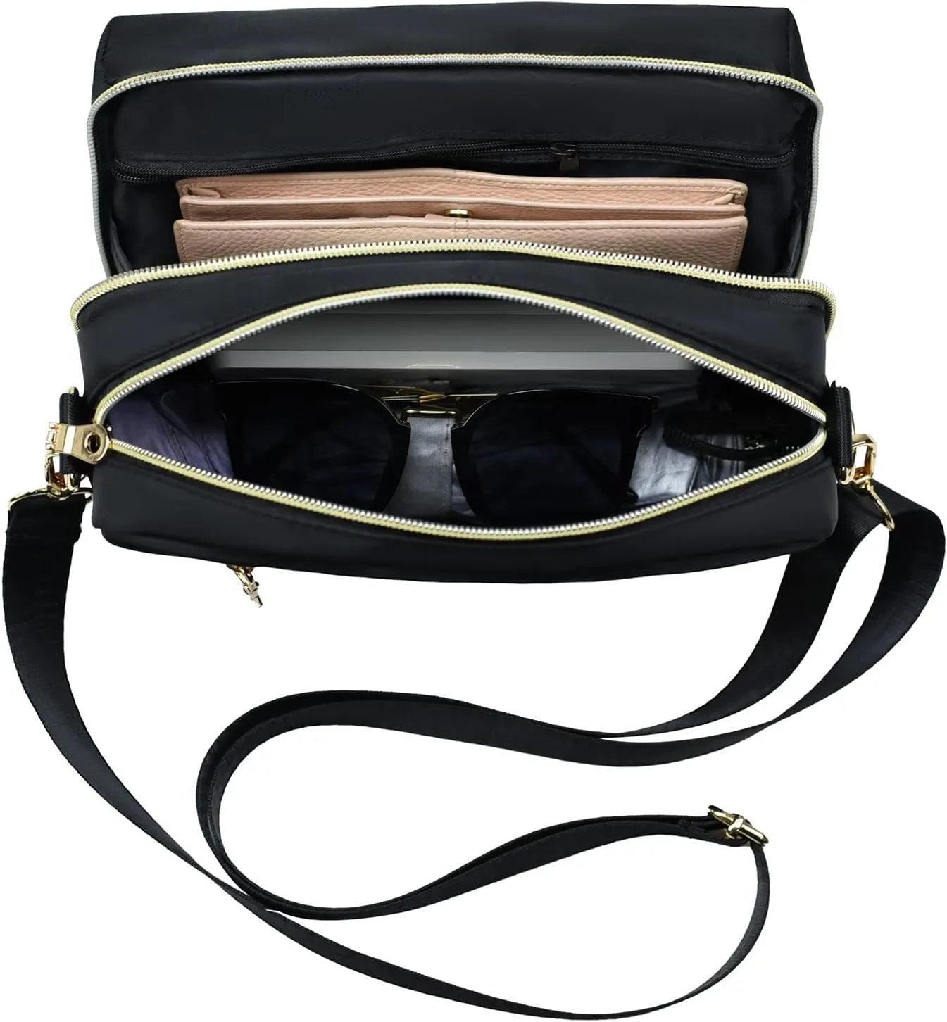 Functional Multi Pocket Crossbody Bag for Women Stylish Ladies Shoulder Messenger Bags Purse