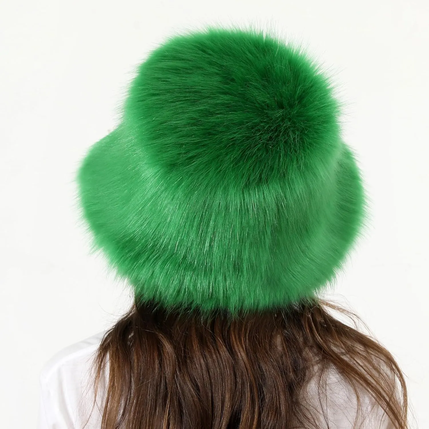 Fuzzy Bucket Hat for Women Winter Fluffy Furry Plush Faux Fur Hats Rainbow Cute Women's Bucket Hats