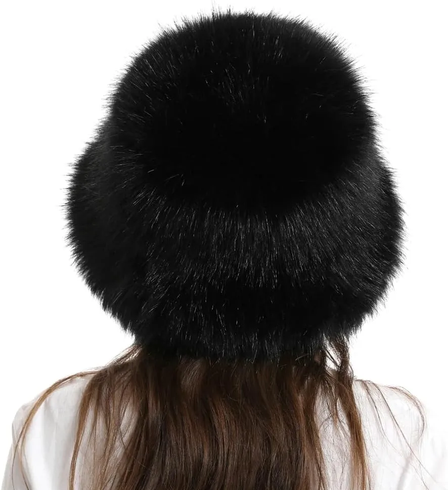Fuzzy Bucket Hat Y2k Fashion Warm Winter Hat Fluffy Furry Plush Faux Fur Hats Fishing Hat Bucket Hats for Women 2024
