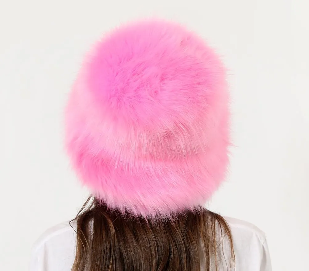 Fuzzy Bucket Hat Y2k Fashion Warm Winter Hat Fluffy Furry Plush Faux Fur Hats Fishing Hat Bucket Hats for Women 2024