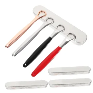 GALPADA Scraper for Adults 4 Piece Set Metal Handheld Oral Care Tools Easy to Clean and Maintain Portable for Travel