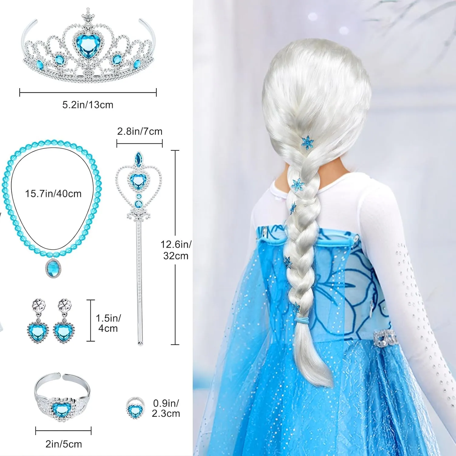 G.C Girls Light Up Princess Dress Costume Toddler Princess Dress Up with Cape Kids Wig Crown Toys Halloween Cosplay