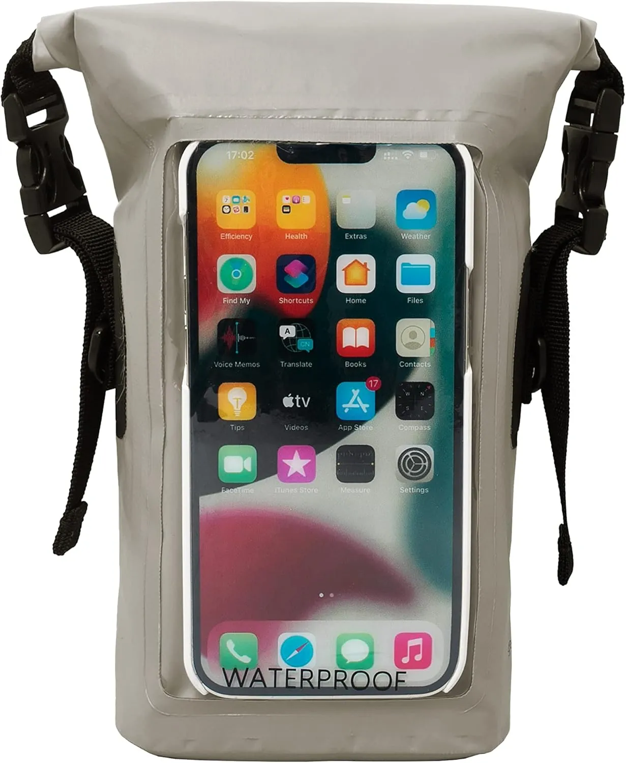 geckobrands Waterproof Phone Tote with 2L Dry Bag and Adjustable Strap – Protect Your Phone and Valuables While on The Go Grey