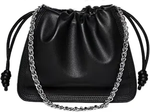 Genuine Shoulder Bag for Women,Soft Leather Ruched cloud crossbody bag,with chain handle handbag,purse.