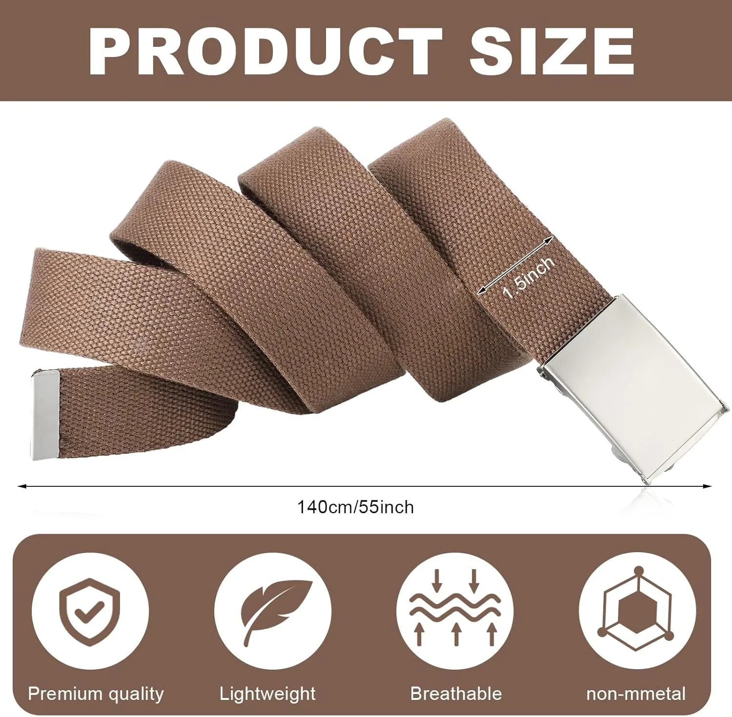 Geyoga 6 Pack Golf Belts for Men Men's Golf Web Belt Nylon Web Belt Size up to 55" Adjustable Solid Nylon Belt