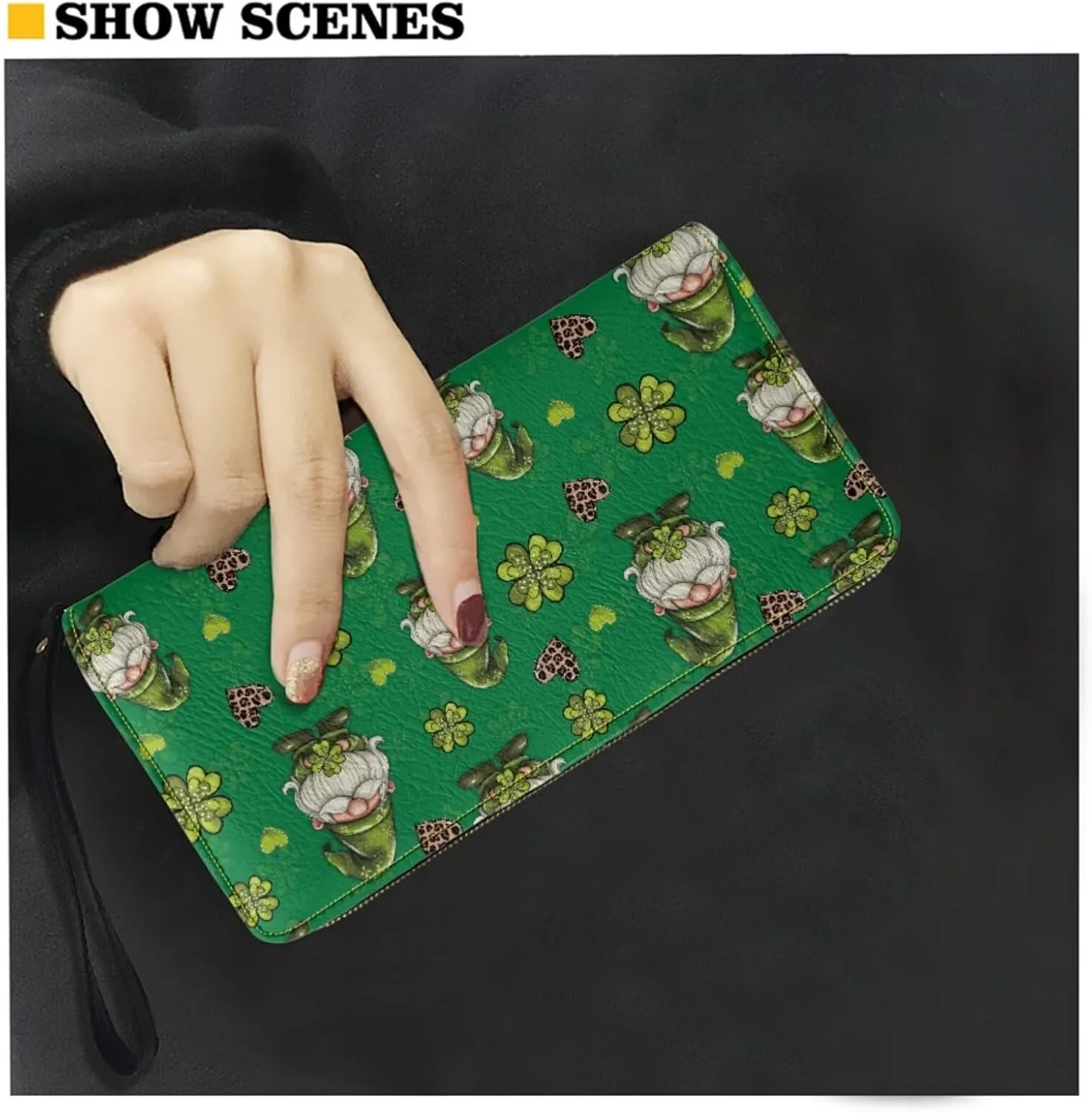 GIFTPUZZ Satchel Shoulder Bag for Women Zip Around Crossbody Purse Set for Ladies 2PCS St. Patrick's Day Gifts