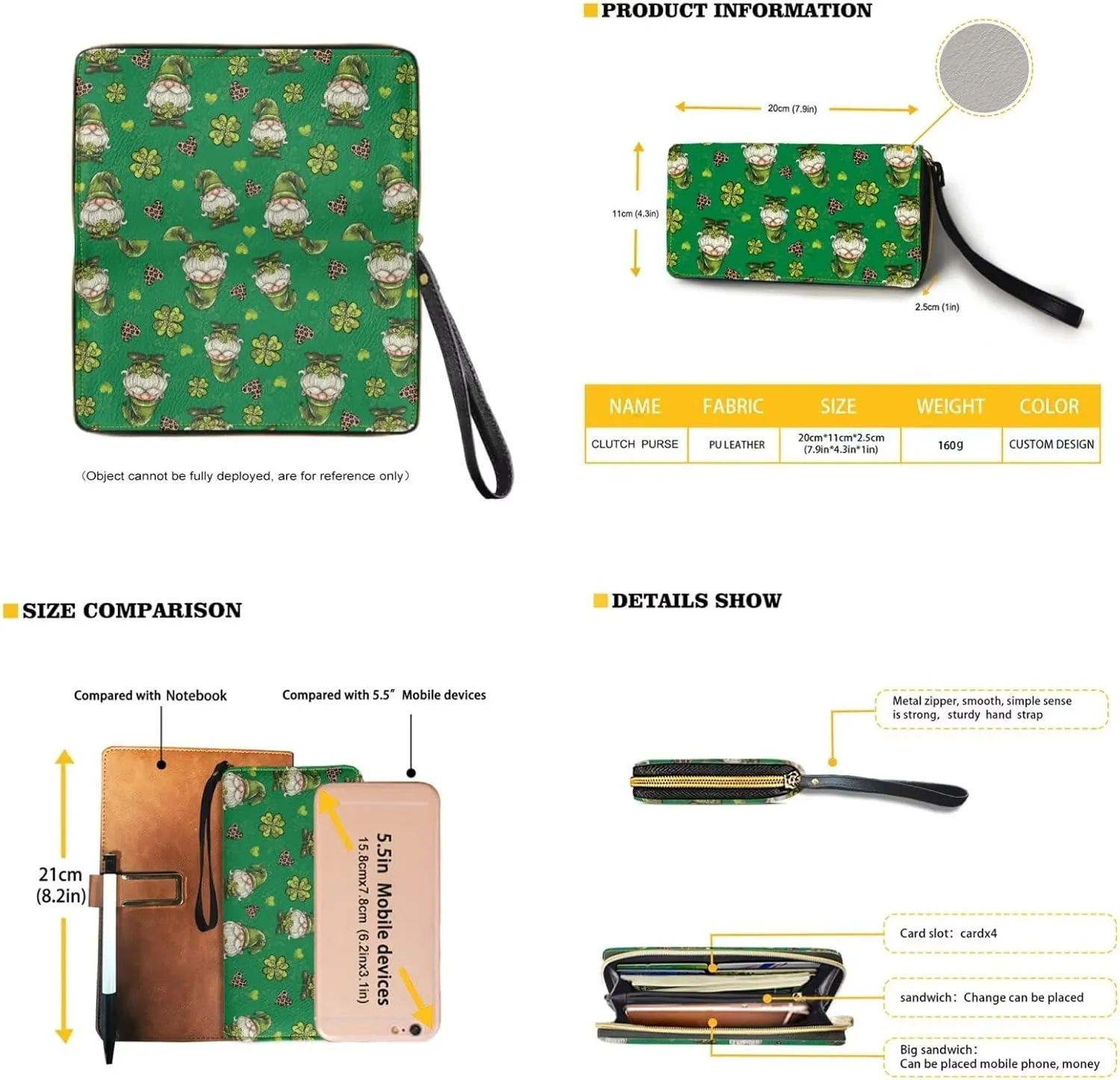 GIFTPUZZ Satchel Shoulder Bag for Women Zip Around Crossbody Purse Set for Ladies 2PCS St. Patrick's Day Gifts