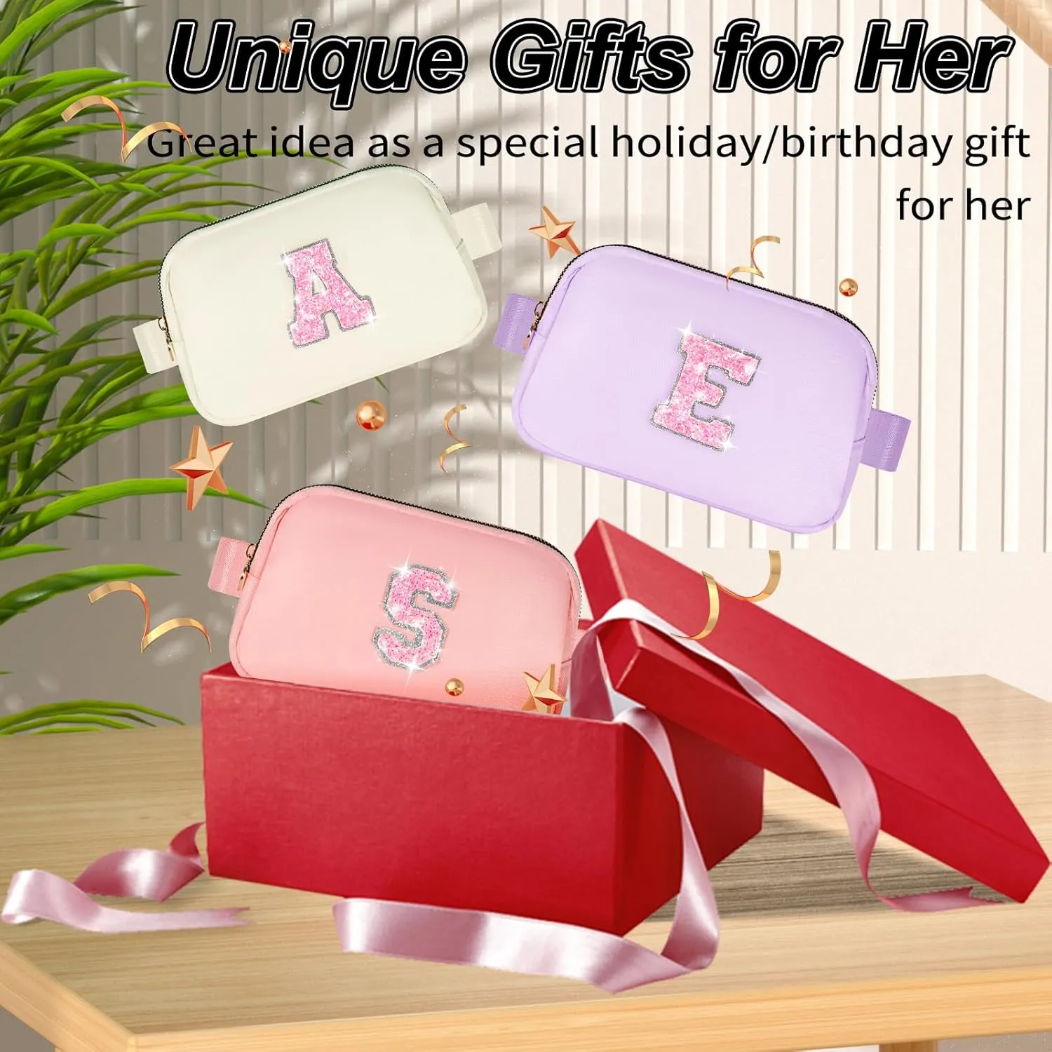 Gifts for Girls & Kids - Birthday Gifts for Daughter & Sister, Essentials for Her, Travel Essentials, Cute Teen Trendy Stuff Waist Packs Belt Bag Crossbody Bag | Lavender, Initial S