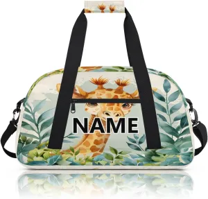 Giraffe Custom Small Gym Bag 18 inch for Women Men Personalized Animals Themed Carry On Overnight Weekender Bag for Travel Work Dance Sport