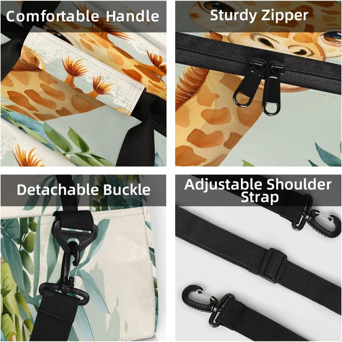Giraffe Custom Small Gym Bag 18 inch for Women Men Personalized Animals Themed Carry On Overnight Weekender Bag for Travel Work Dance Sport