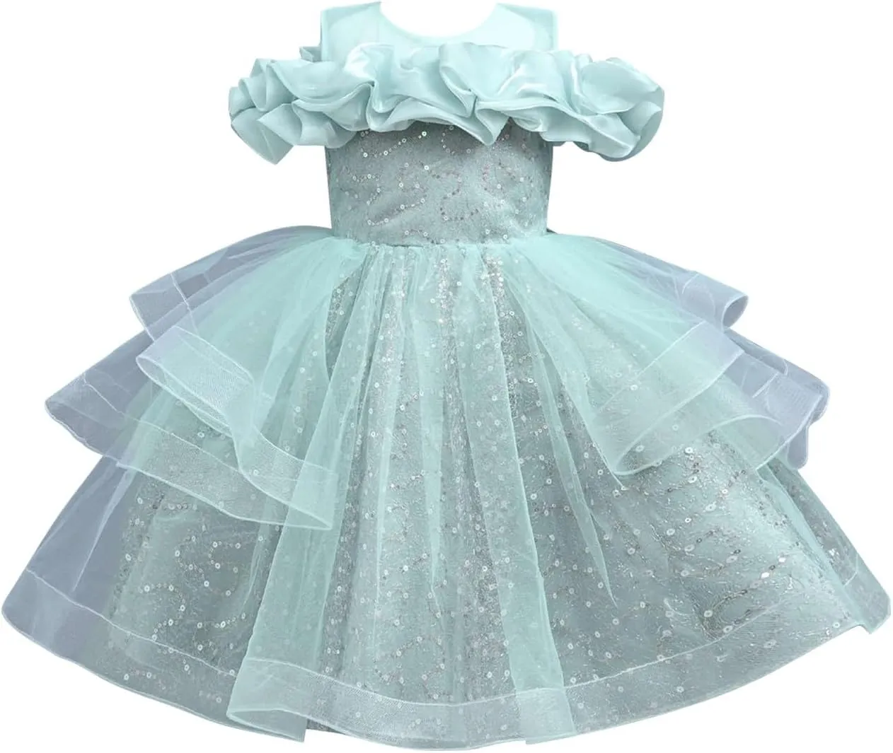 Girls Cold Shoulder Prom Gowns Wedding Part𝐲 Dresses Sequine Tulle Tutu Princess Dress Pageant Evening Gown