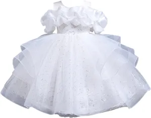 Girls Cold Shoulder Prom Gowns Wedding Part𝐲 Dresses Sequine Tulle Tutu Princess Dress Pageant Evening Gown