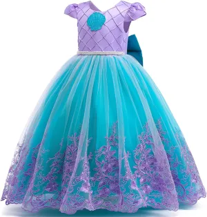 Girls Mermaid Princess Dress Kids Mermaid Costume Dress up for Ariel 8-9Years