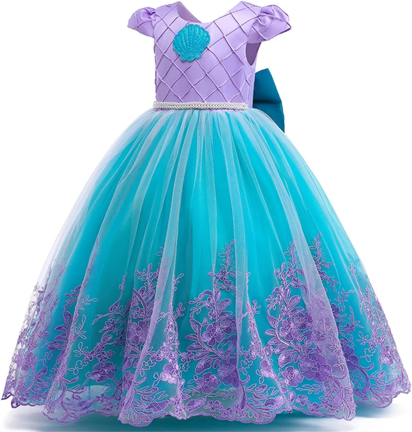 Girls Mermaid Princess Dress Kids Mermaid Costume Dress up for Ariel 8-9Years