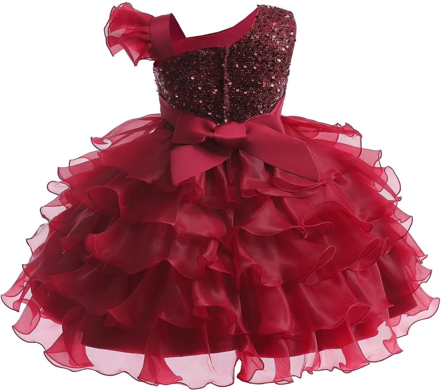 Girls One Shoulder Sequine Prom Gowns Pageant Wedding Evening Gown Birthday Part𝐲 Tiered Tulle Princess Dresses