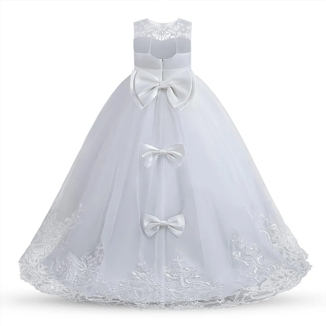 Girls Pageant Dress Long Tulle Princess Wedding Ball Gowns