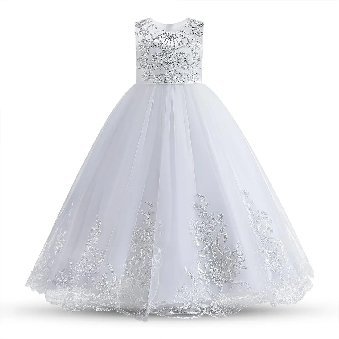 Girls Pageant Dress Long Tulle Princess Wedding Ball Gowns