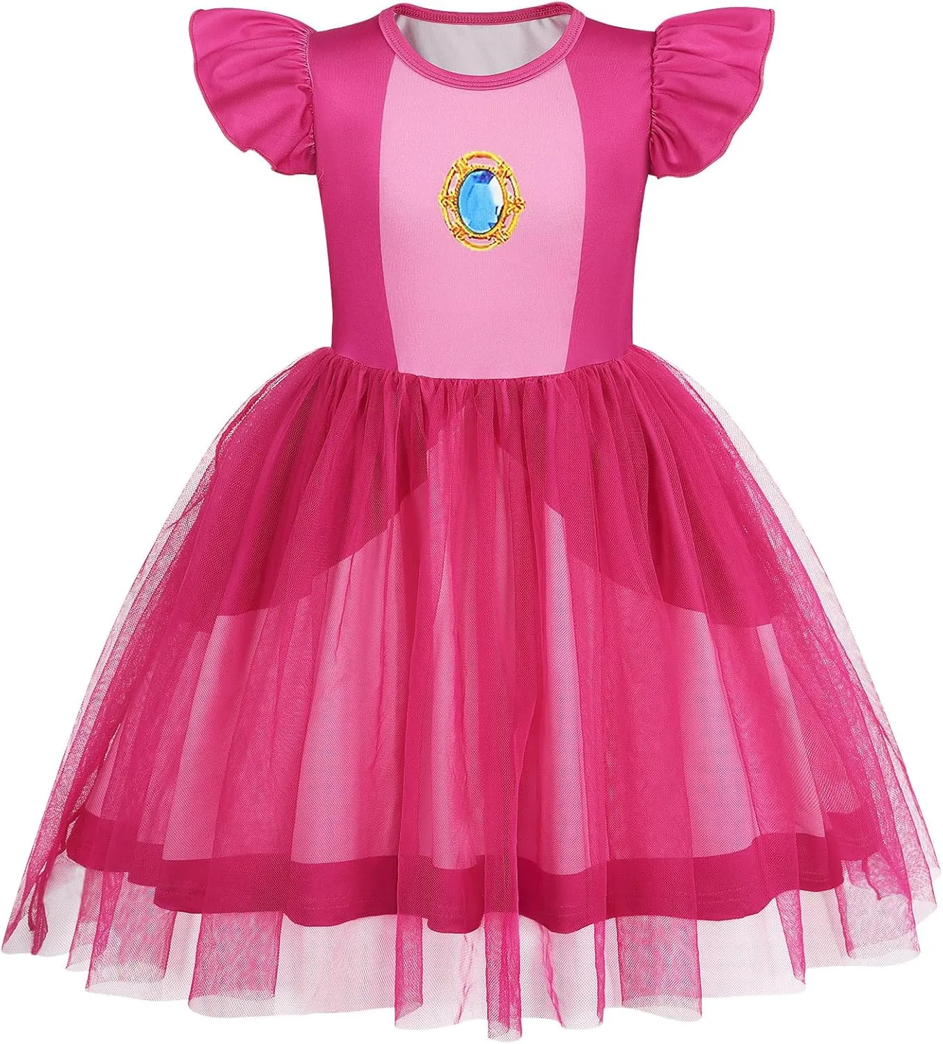 Girls Princess Peach Rosalina Daisy Dress Toddler Halloween Costume Tulle Mesh Cosplay Dresses