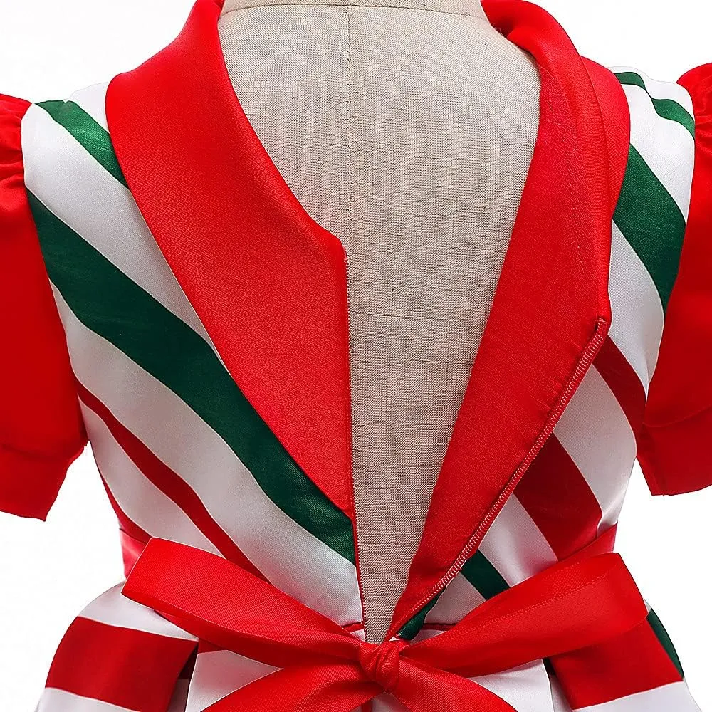 Girls Puff Sleeve Christmas Party Dress Kids Princess Birthday Pageant Ball Gown