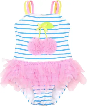 Girls' Tropical Sensation Striped Swimsuit, Sizes 2-7