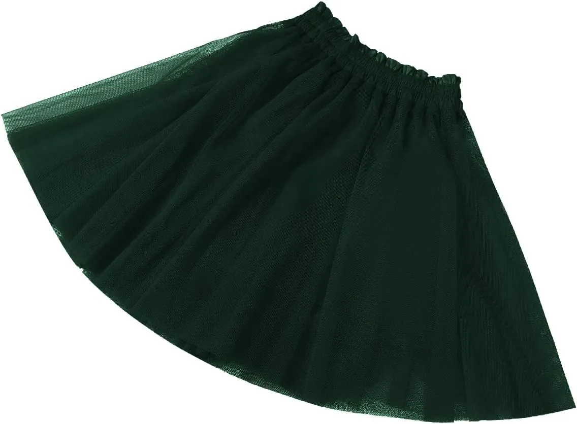 Girstunm Women's Elastic Waist Dancing Dress Princess Mesh Tulle Above Knee Skirts