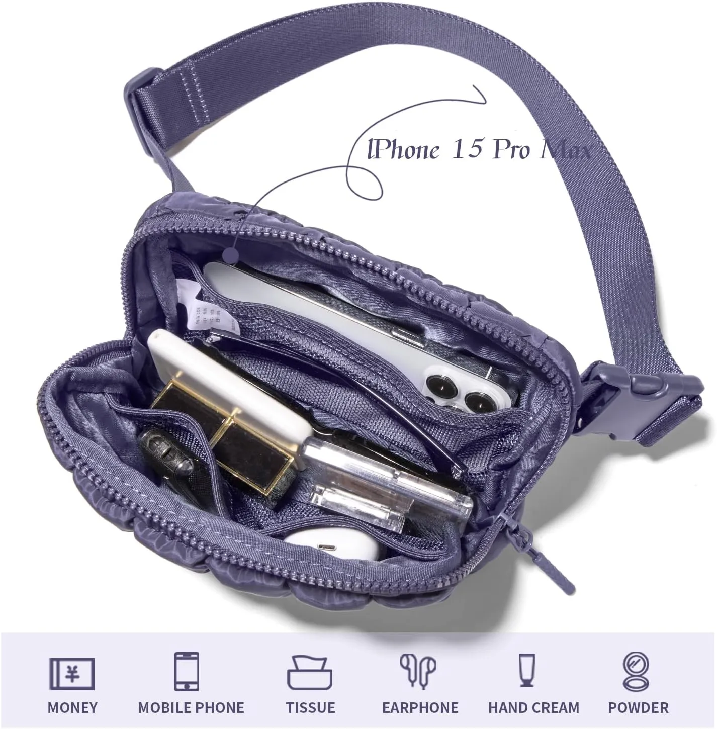 Gitus Trending Gifts for Women Puffer Crossbody Bags for Women Belt Bag Fanny Pack with Adjustable Straps Lightweight Quilted Puffy Bag Woman Gifts (Muscovitum)
