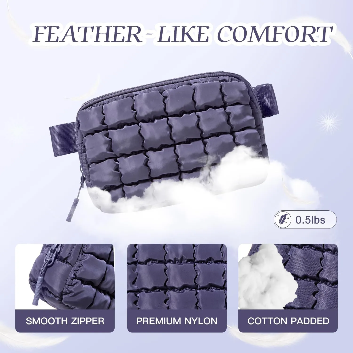 Gitus Trending Gifts for Women Puffer Crossbody Bags for Women Belt Bag Fanny Pack with Adjustable Straps Lightweight Quilted Puffy Bag Woman Gifts (Muscovitum)