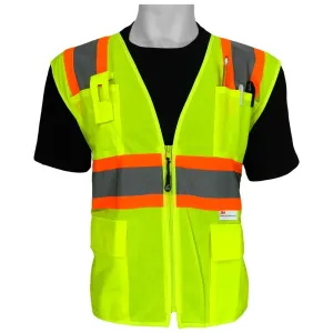 Global Glove GLO-003 FrogWear Class 2 Back Polyester Mesh Safety Vest with 3M Reflective Fabric, Small, Lime (Case of 50)