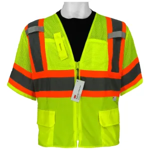 Global Glove GLO-127 FrogWear Class 3 Front Mesh Safety Vest with 3M Reflective Fabric, Extra Large, Lime (Case of 50)