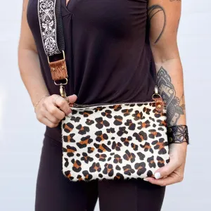 Go Small Zippered Crossbody - Leopard with Fancy Strap