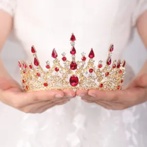 Gold Tiara Crystal Crown Baroque Rhinestone Queen Princess Pageant Crown Headpieces for Women Girl Birthday Wedding