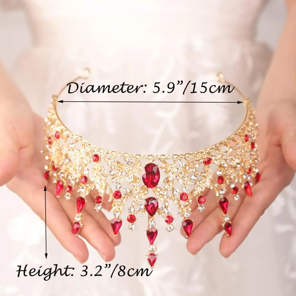 Gold Tiara Crystal Crown Baroque Rhinestone Queen Princess Pageant Crown Headpieces for Women Girl Birthday Wedding