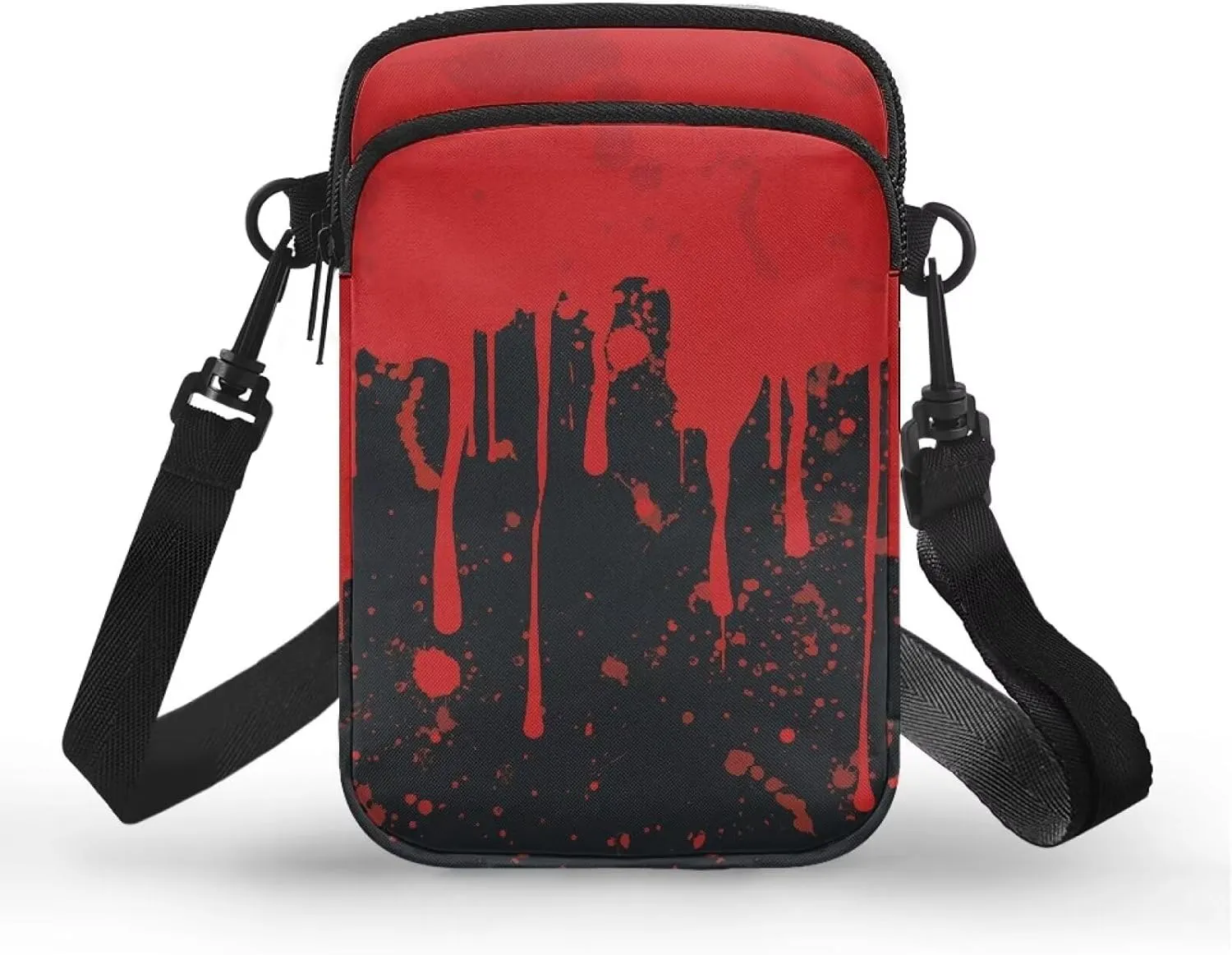 Gothic Small Crossbody Bag for Women Lightweight Cell Phone Purse, Bloody Rose Shoulder Wallet with Zipper Pocket