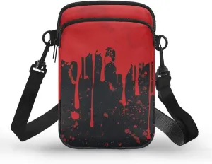 Gothic Small Crossbody Bag for Women Lightweight Cell Phone Purse, Bloody Rose Shoulder Wallet with Zipper Pocket