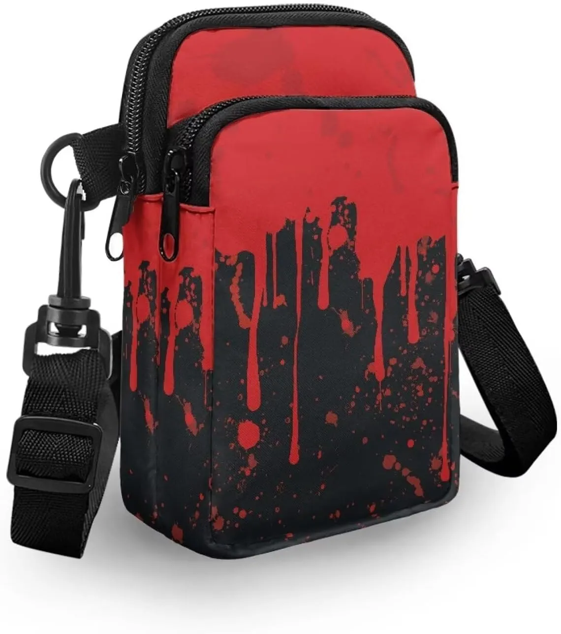 Gothic Small Crossbody Bag for Women Lightweight Cell Phone Purse, Bloody Rose Shoulder Wallet with Zipper Pocket