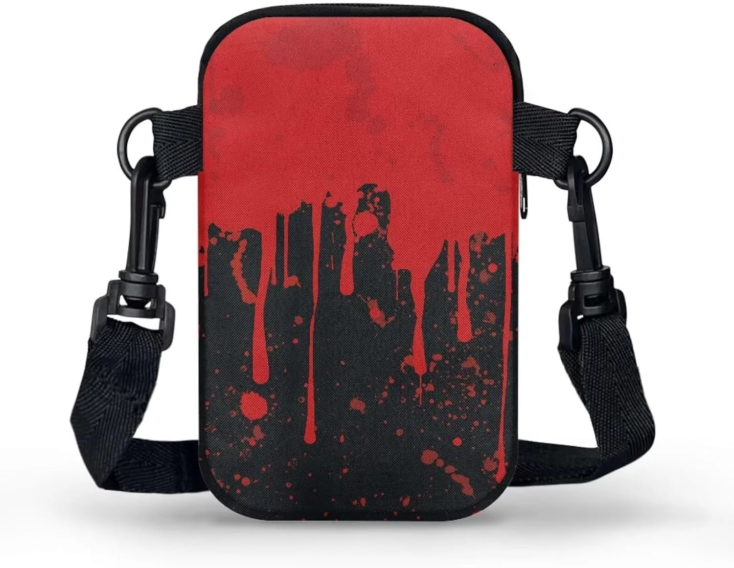 Gothic Small Crossbody Bag for Women Lightweight Cell Phone Purse, Bloody Rose Shoulder Wallet with Zipper Pocket
