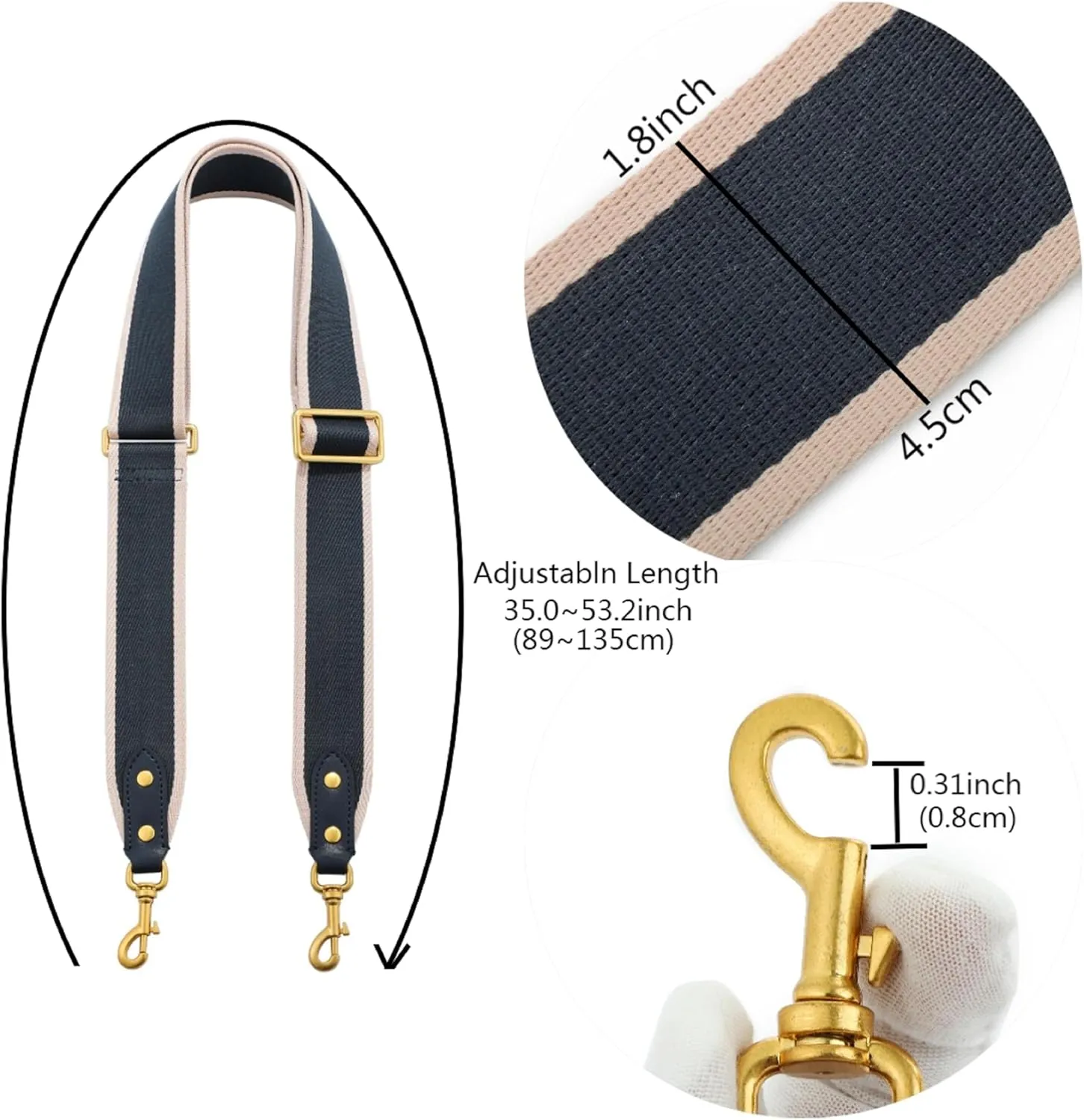 GOXTECH Purse Strap Replacement Crossbody Handbag Stripe Wide Adjustable