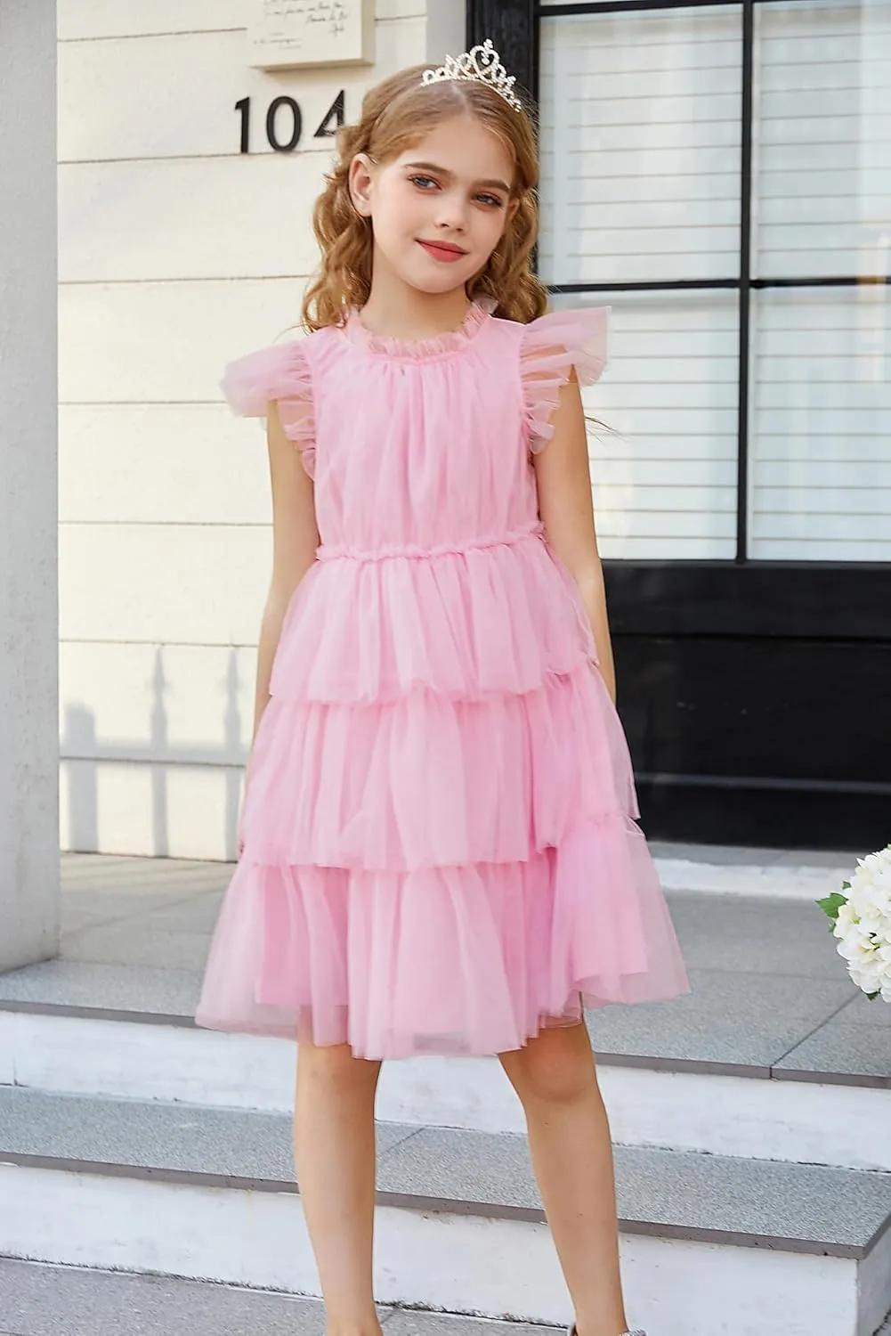 GRACE KARIN Girl Summer Birthday Party Dress Ruffle Tiered Tulle Princess Prom Dress Size 5-12