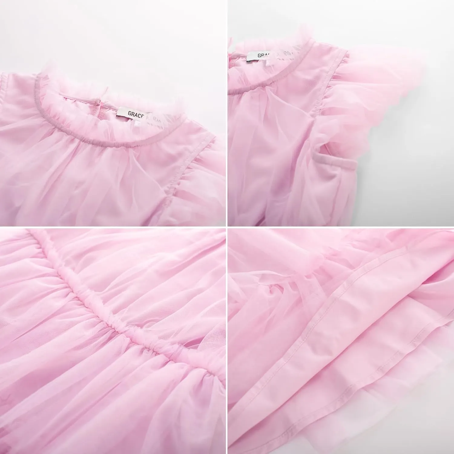 GRACE KARIN Girl Summer Birthday Party Dress Ruffle Tiered Tulle Princess Prom Dress Size 5-12