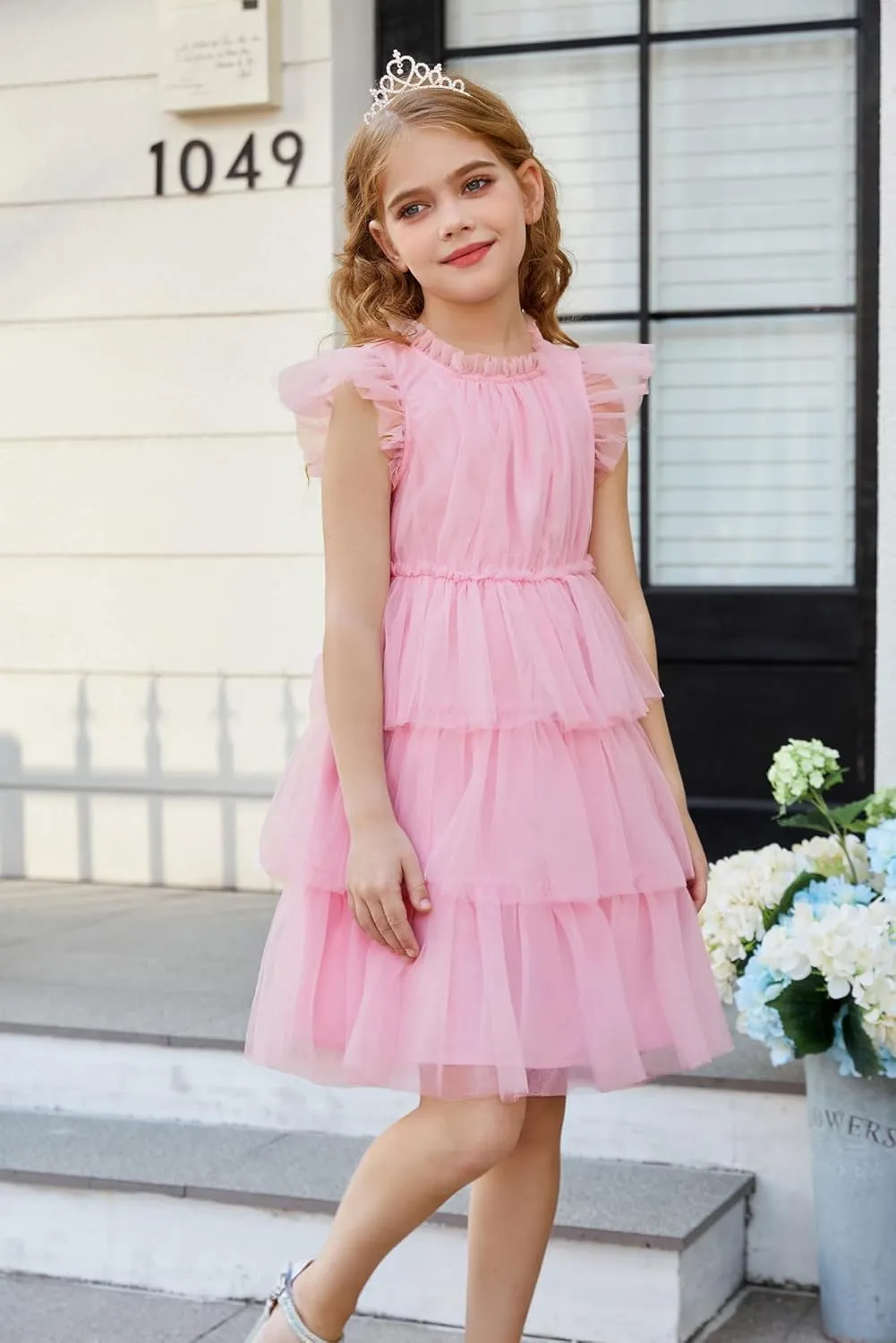 GRACE KARIN Girl Summer Birthday Party Dress Ruffle Tiered Tulle Princess Prom Dress Size 5-12