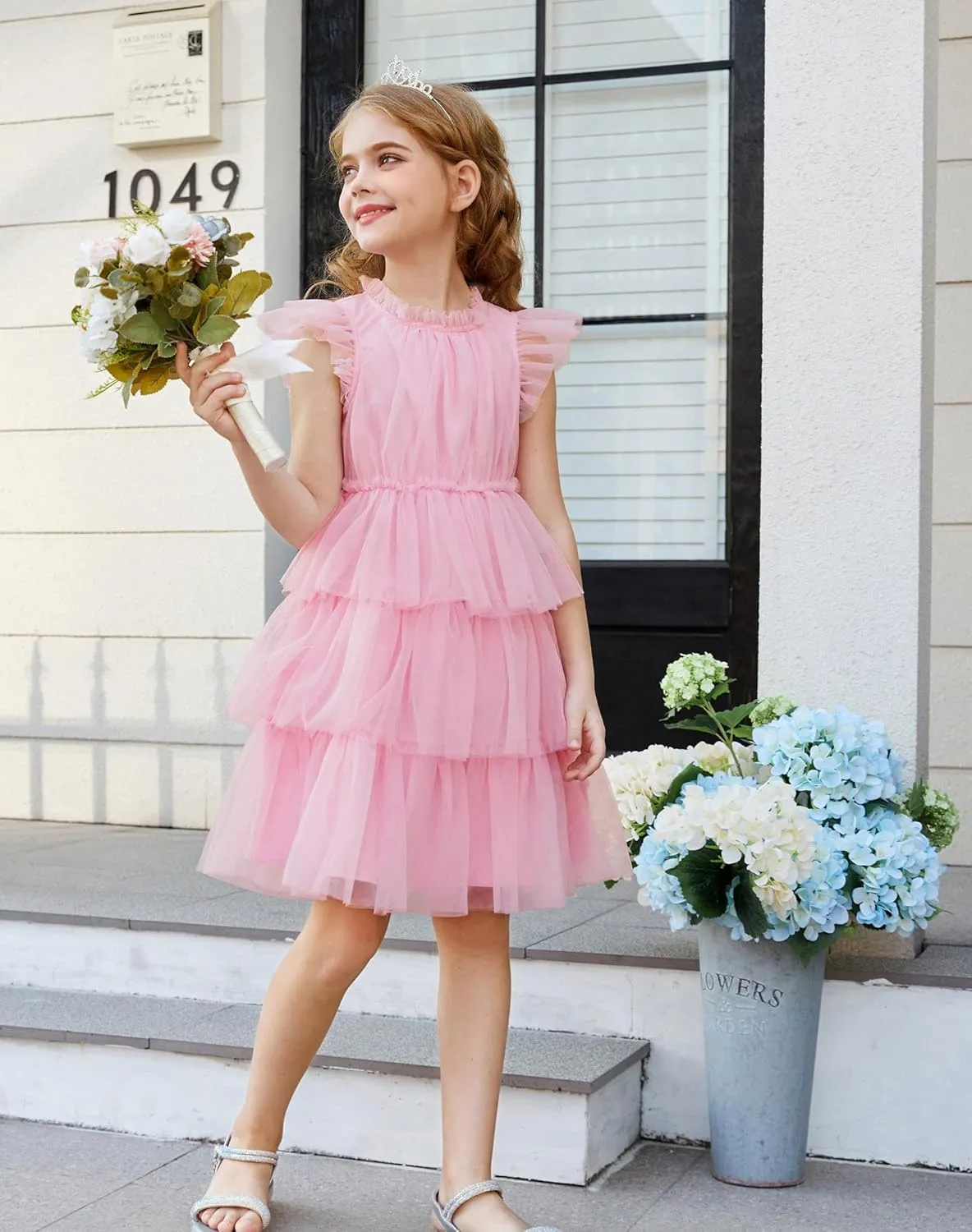 GRACE KARIN Girl Summer Birthday Party Dress Ruffle Tiered Tulle Princess Prom Dress Size 5-12