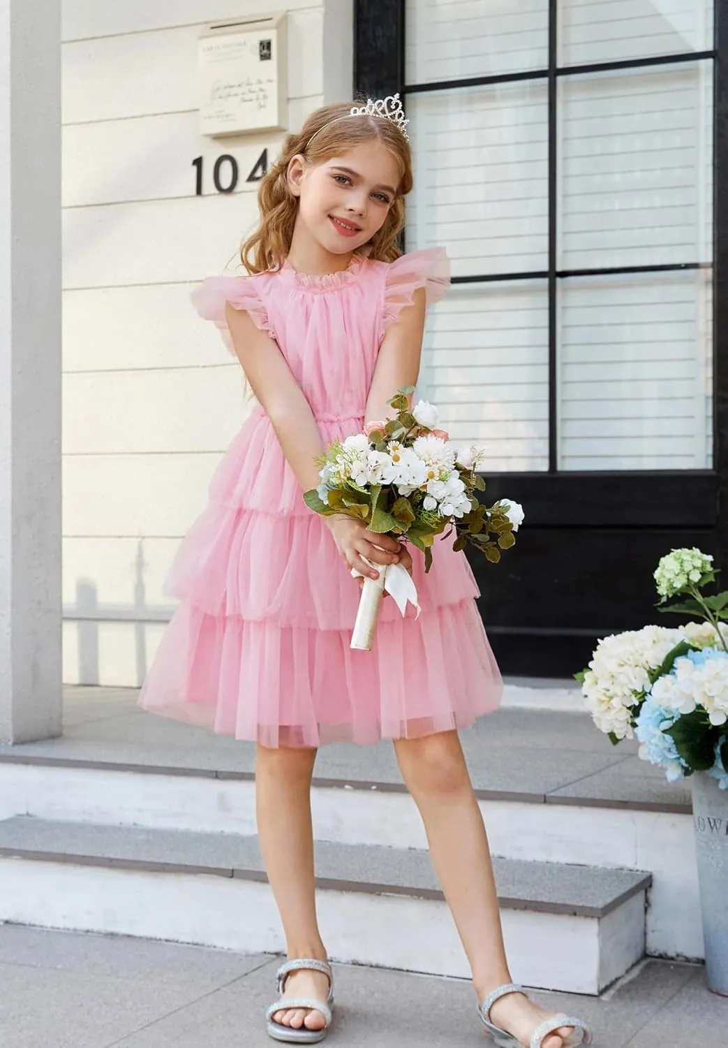 GRACE KARIN Girl Summer Birthday Party Dress Ruffle Tiered Tulle Princess Prom Dress Size 5-12