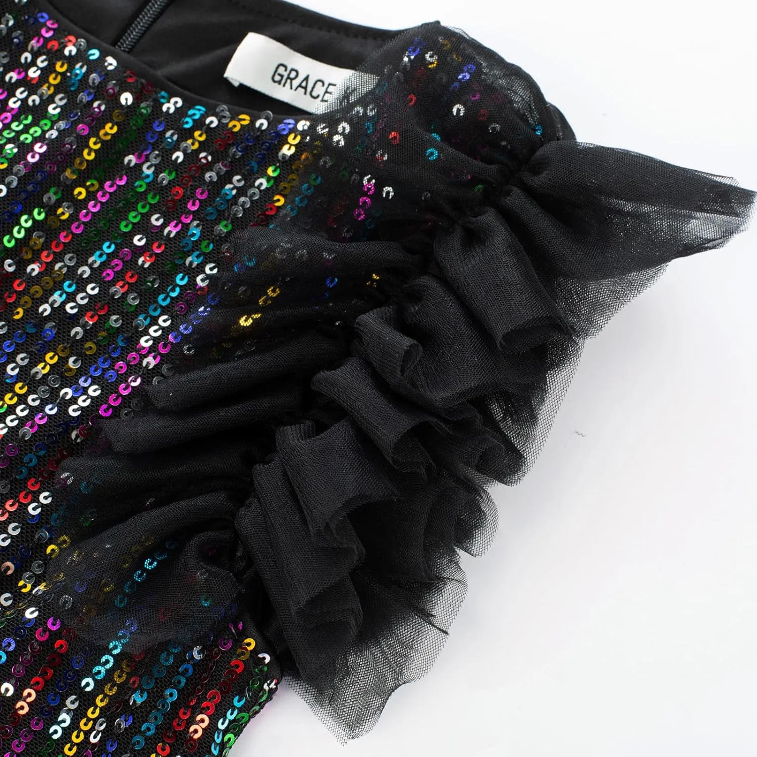 GRACE KARIN Girls Sequin Dress Formal Pageant Sparkle Party Ruffle Prom Maxi Dress Size 5-14Y