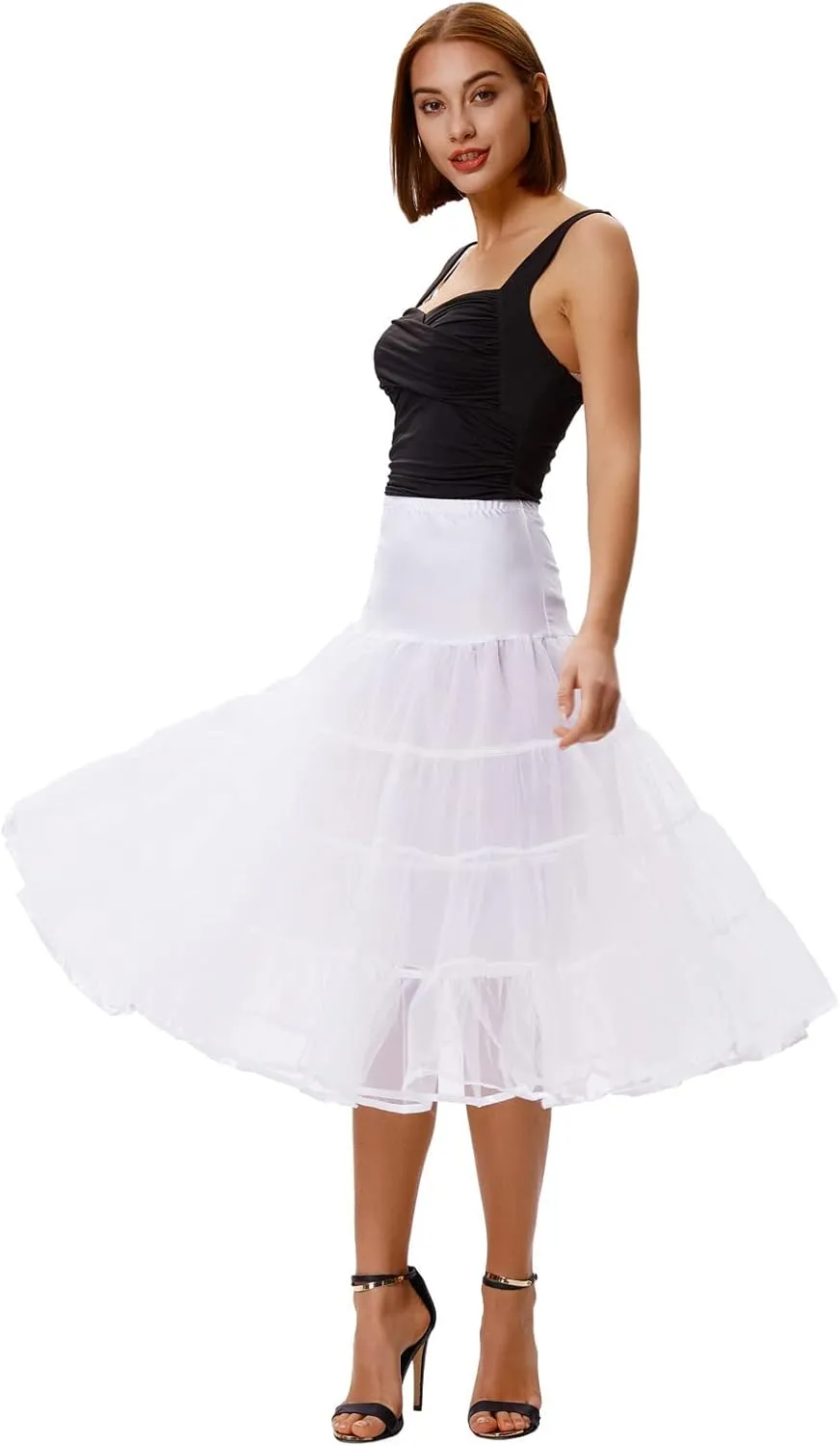 GRACE KARIN Women's 50s Vintage Petticoat Crinoline Tutu Underskirts Tea Length 30 inch Long