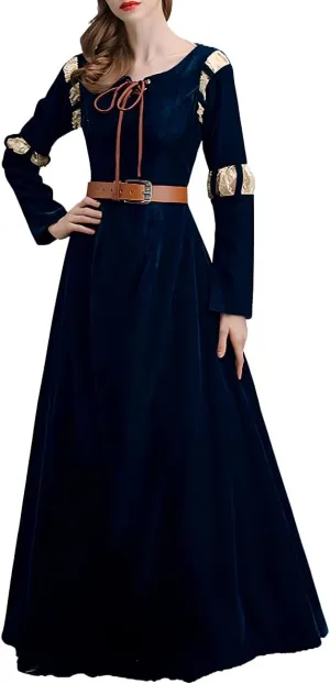 GRACEART Women's Brave Princess Gown Merida Cosplay Dress Halloween Renaissance Medieval Costume Green Court Outfit