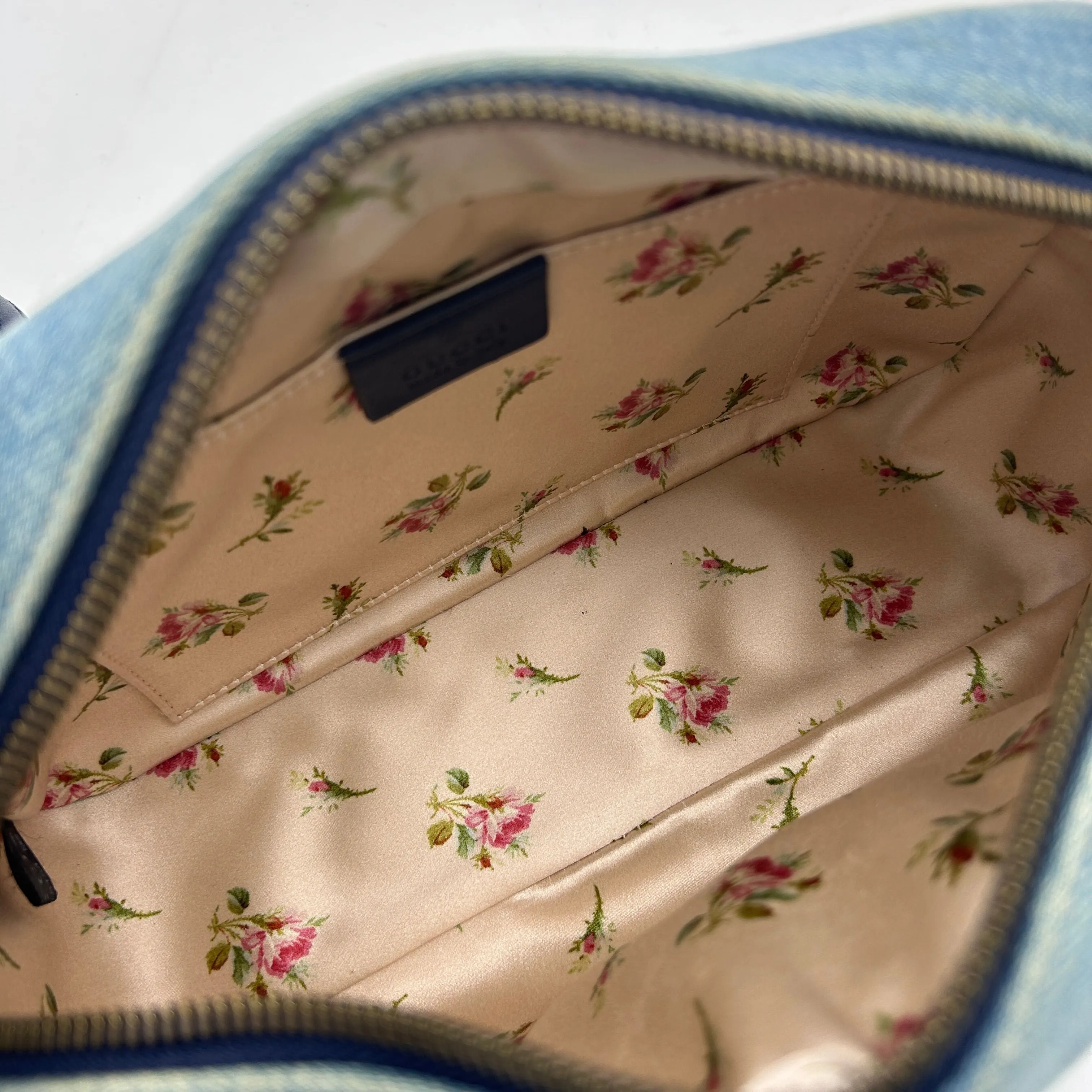 Gucci Floral GG Marmont Denim Camera Bag - Blue Crossbody Bags, Handbags LA24878