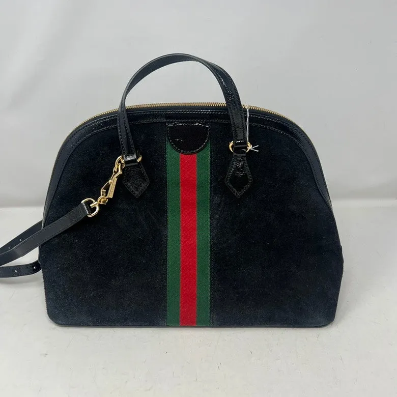 Gucci Preloved Suede & Leather 2way Handbag AF462 Black