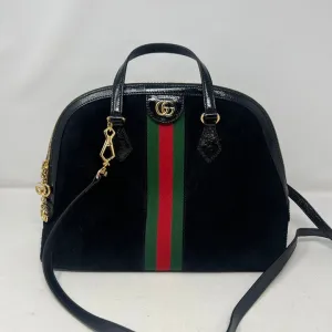 Gucci Preloved Suede & Leather 2way Handbag AF462 Black