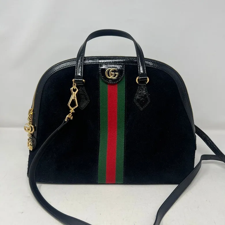 Gucci Preloved Suede & Leather 2way Handbag AF462 Black